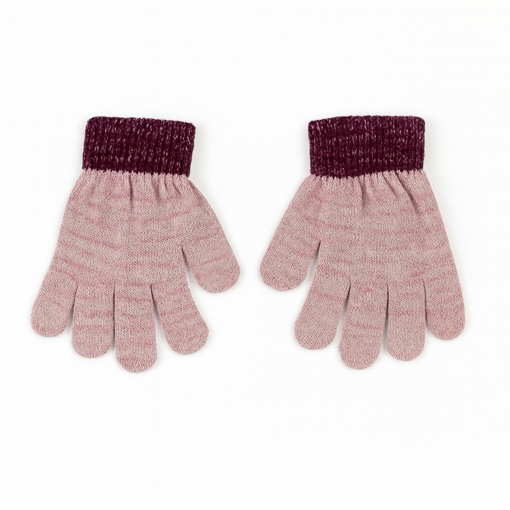 Girls magenta glitter gloves