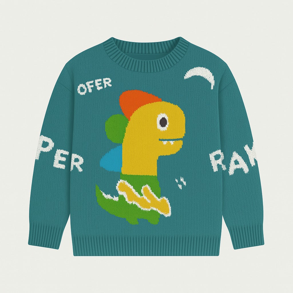Boys green Dino sweater