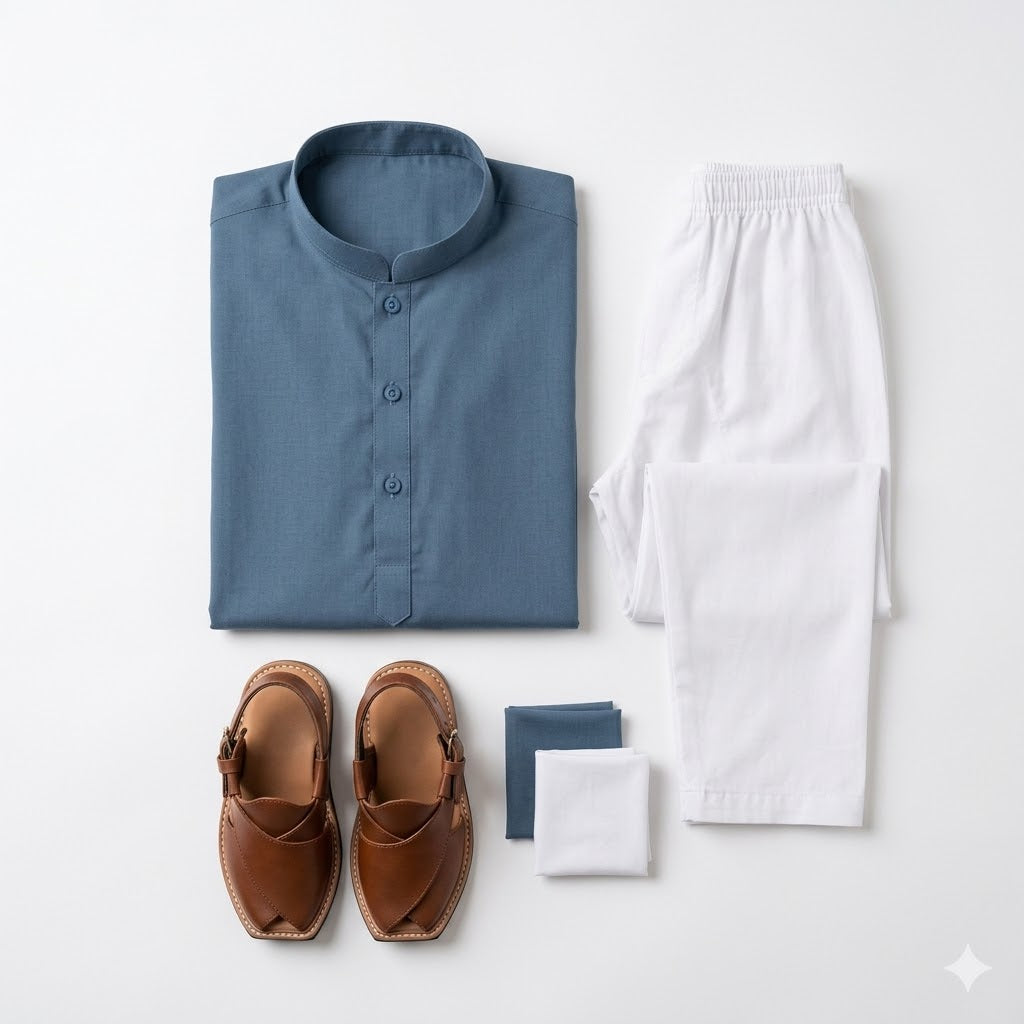 BOYS Slate Blue Plain shalwar kameez