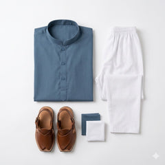 BOYS Slate Blue Plain shalwar kameez