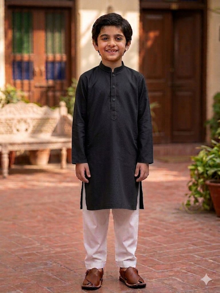 BOYS Black Plain kurta