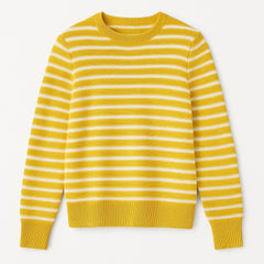 Ladies yellow and white lining sweater