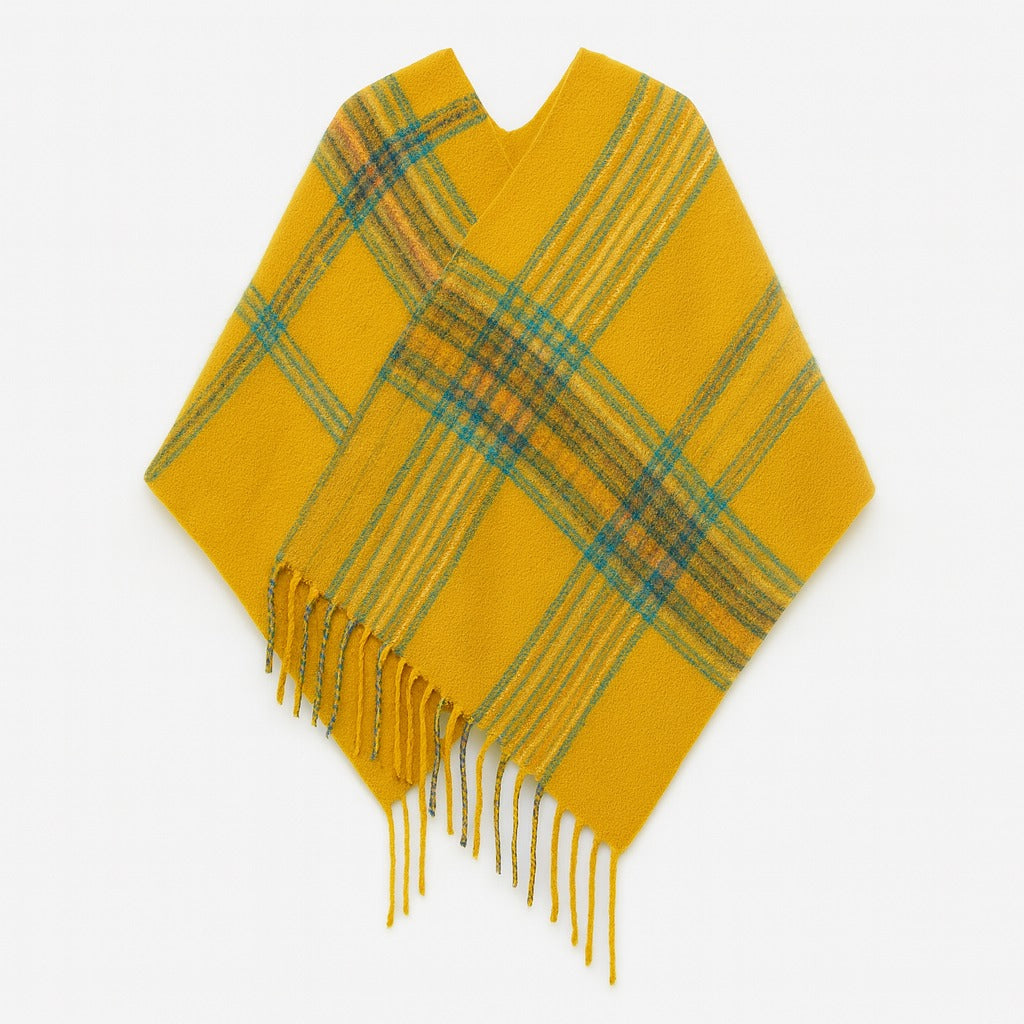 Ladies yellow and green lining poncho