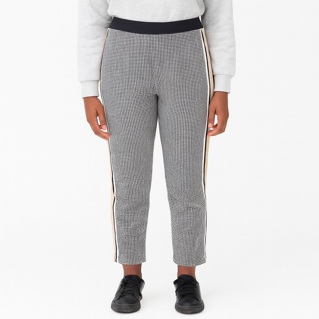 Girls side stripe check trouser