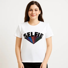 Ladies selfie sequins T-shirt