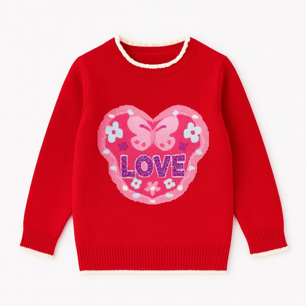 Girls red love sweater