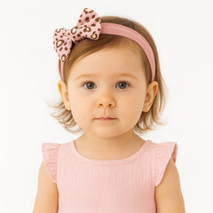Girls pink cheetah bow band