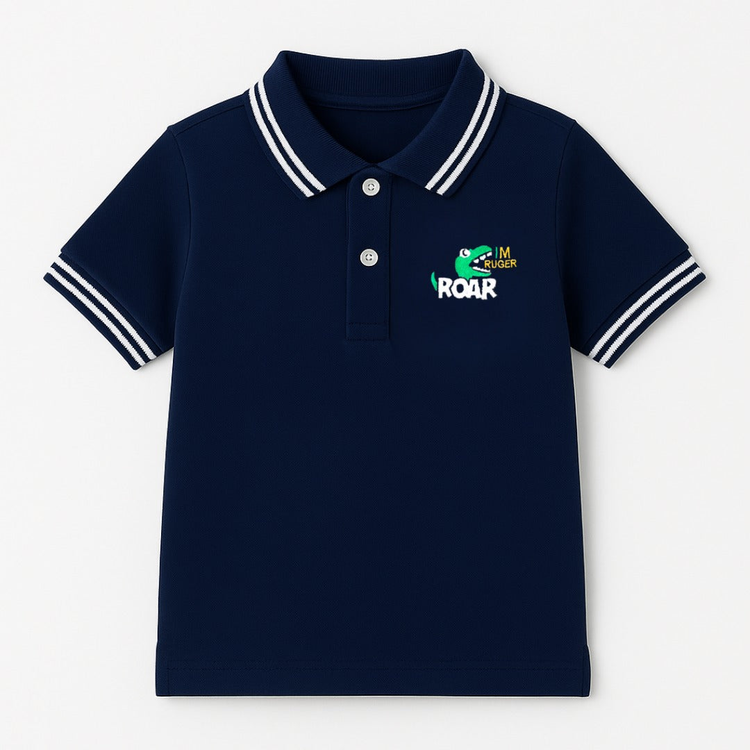 Boys navy blue Dino polo