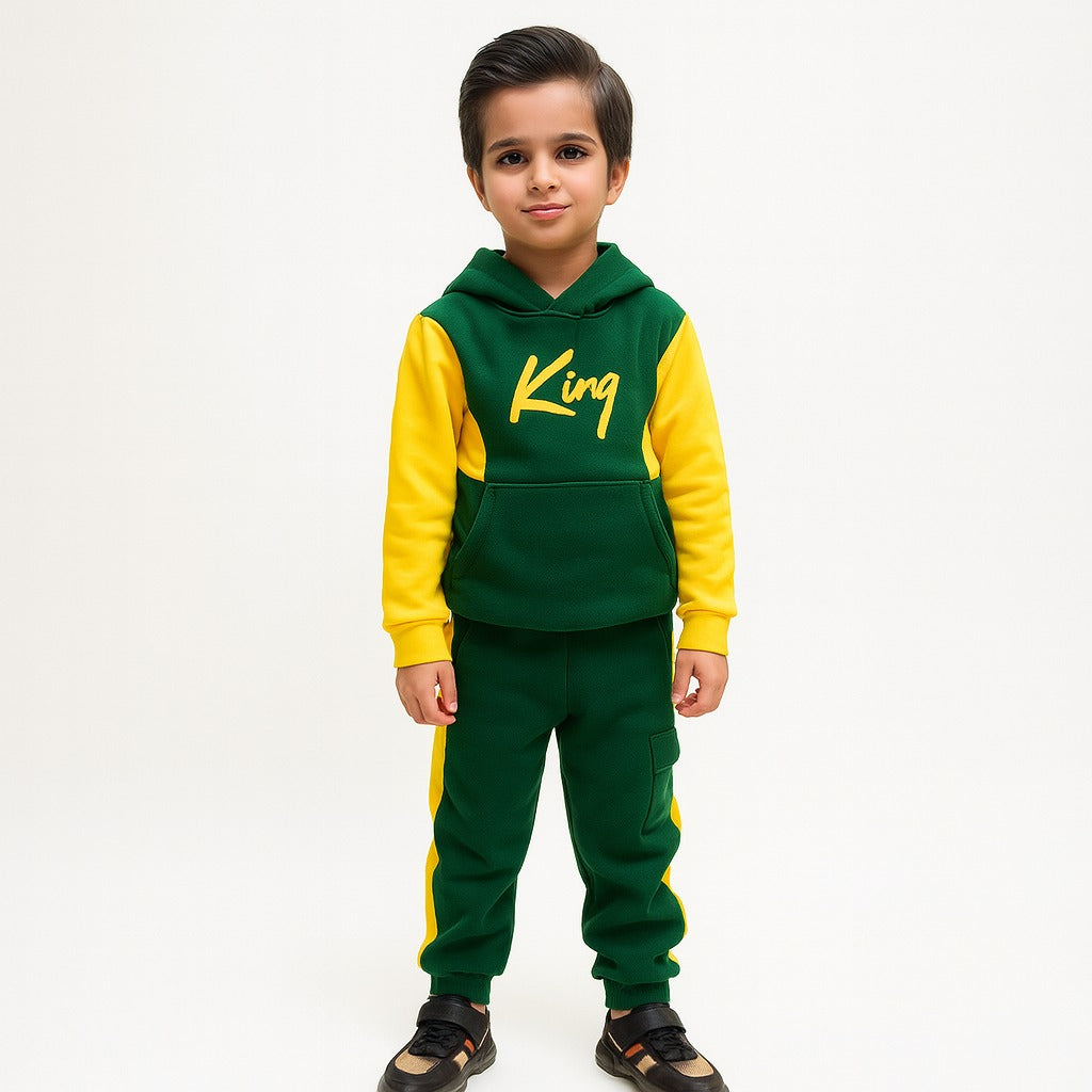 Boys green king tracksuit