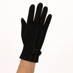 Mens black strap gloves