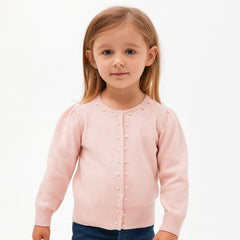 Girls baby pink pearls cardigan