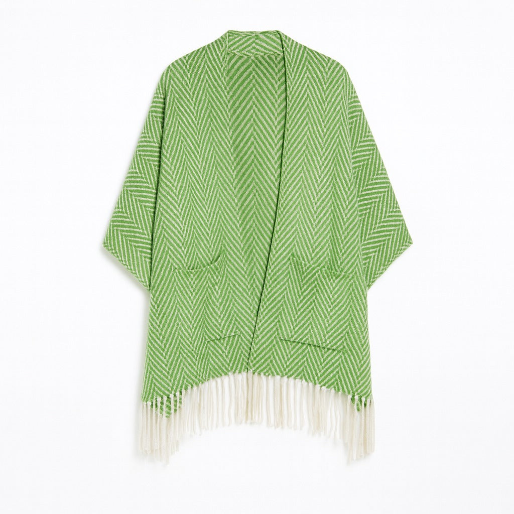 Ladies green lining pocket style cap shawl