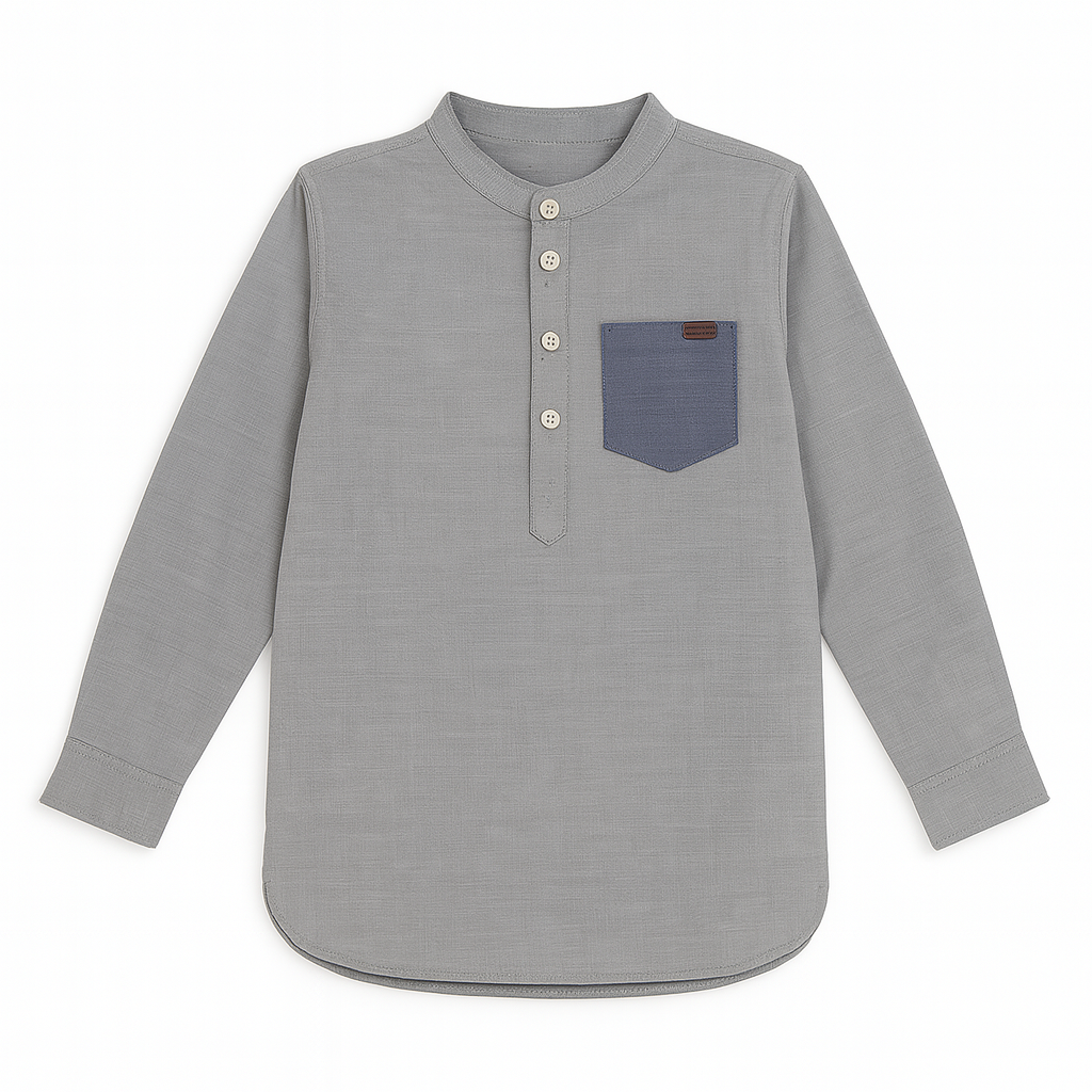 boys gray short body kurta