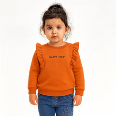 Girls orange frill sleeves sweatshirt (Last Chance)