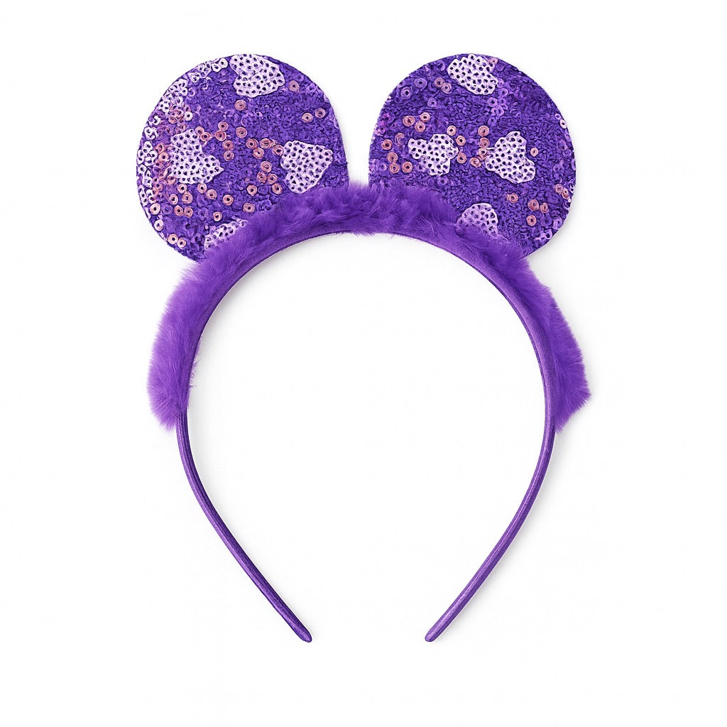 Girls purple sequin ear hair band