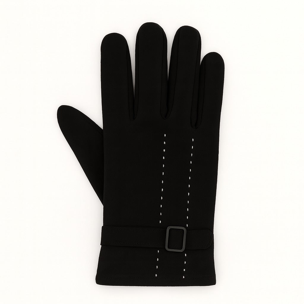 Mens black strap gloves