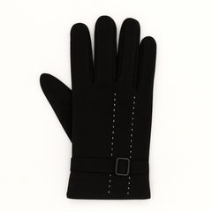 Mens black strap gloves