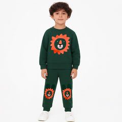 Boys dark green lion tracksuit/
