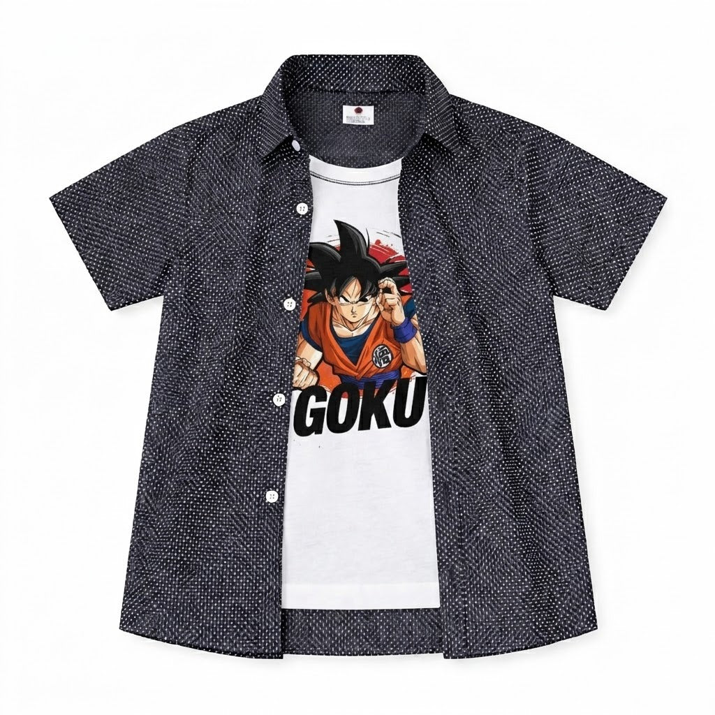 Boys Goku Graphic Printed Double Casual Shirt