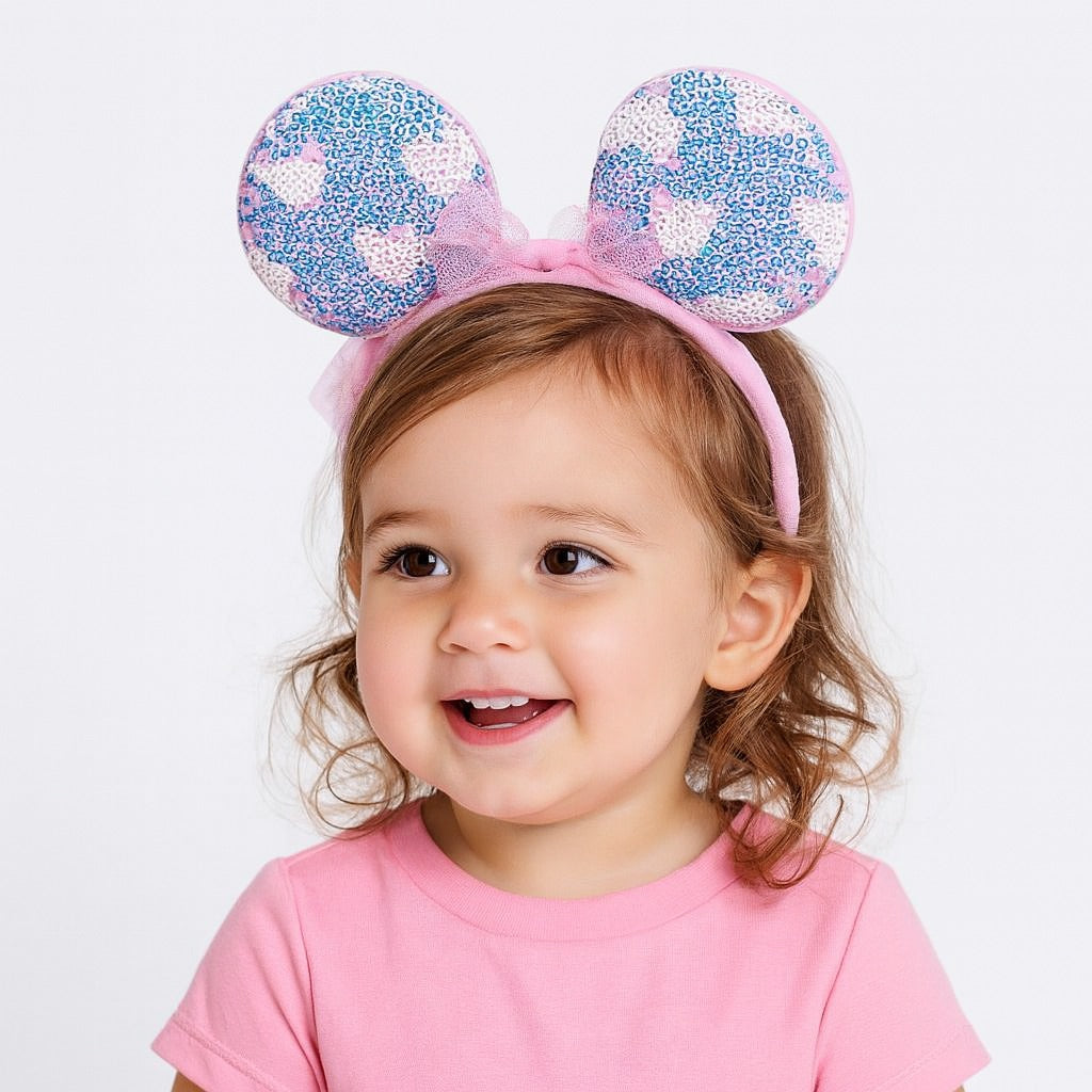 Girls white sequin ear hair band