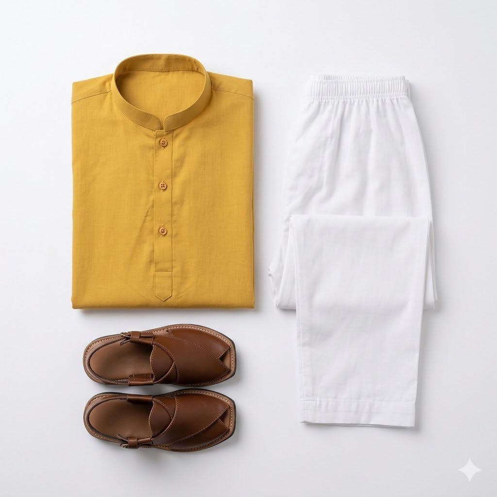 BOYS Mustard Yellow Plain shalwar kameez