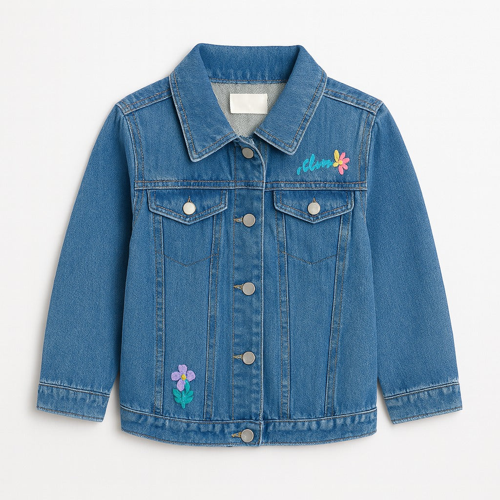 Girls denim embroidered jacket