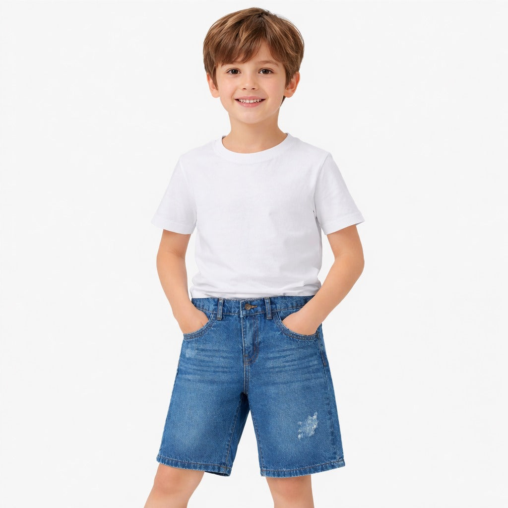 Boys rough style denim shorts