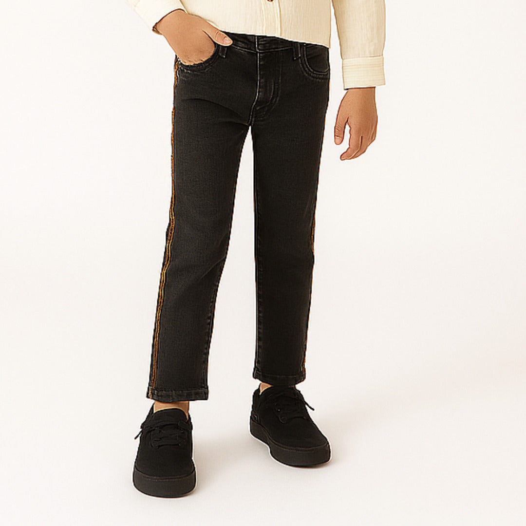 Girls grey side cheetah print pant