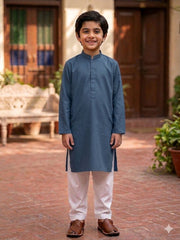 BOYS Slate Blue Plain shalwar kameez