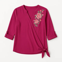 Ladies pink flower embroidered Top