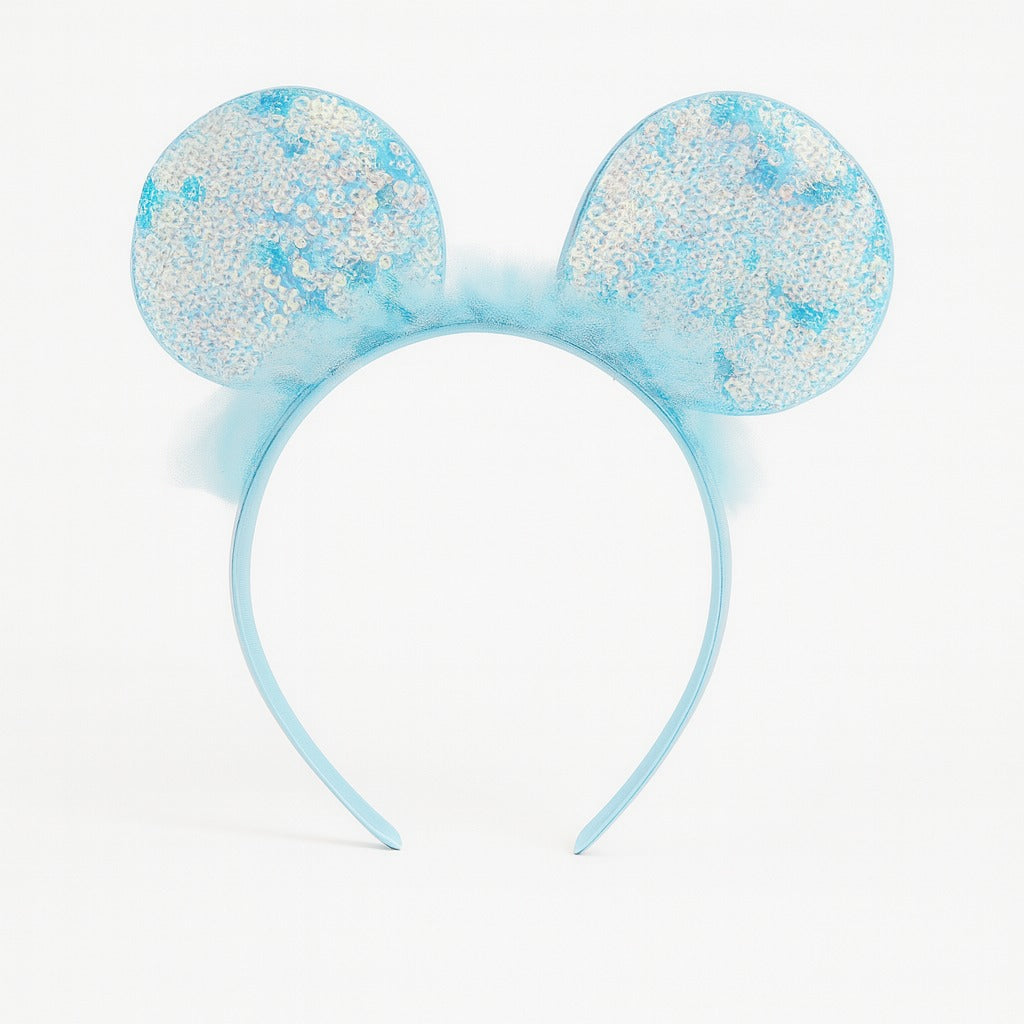 Girls blue sequin ear hair band