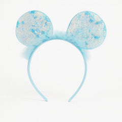Girls blue sequin ear hair band