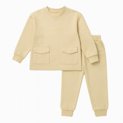 Skin color two pockets shirt 2pc