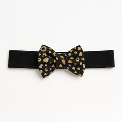 Girls black cheetah bow band