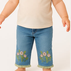 girls flower embroidery pant