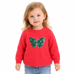 Girls pink butterfly sequin sweater (Last Chance)