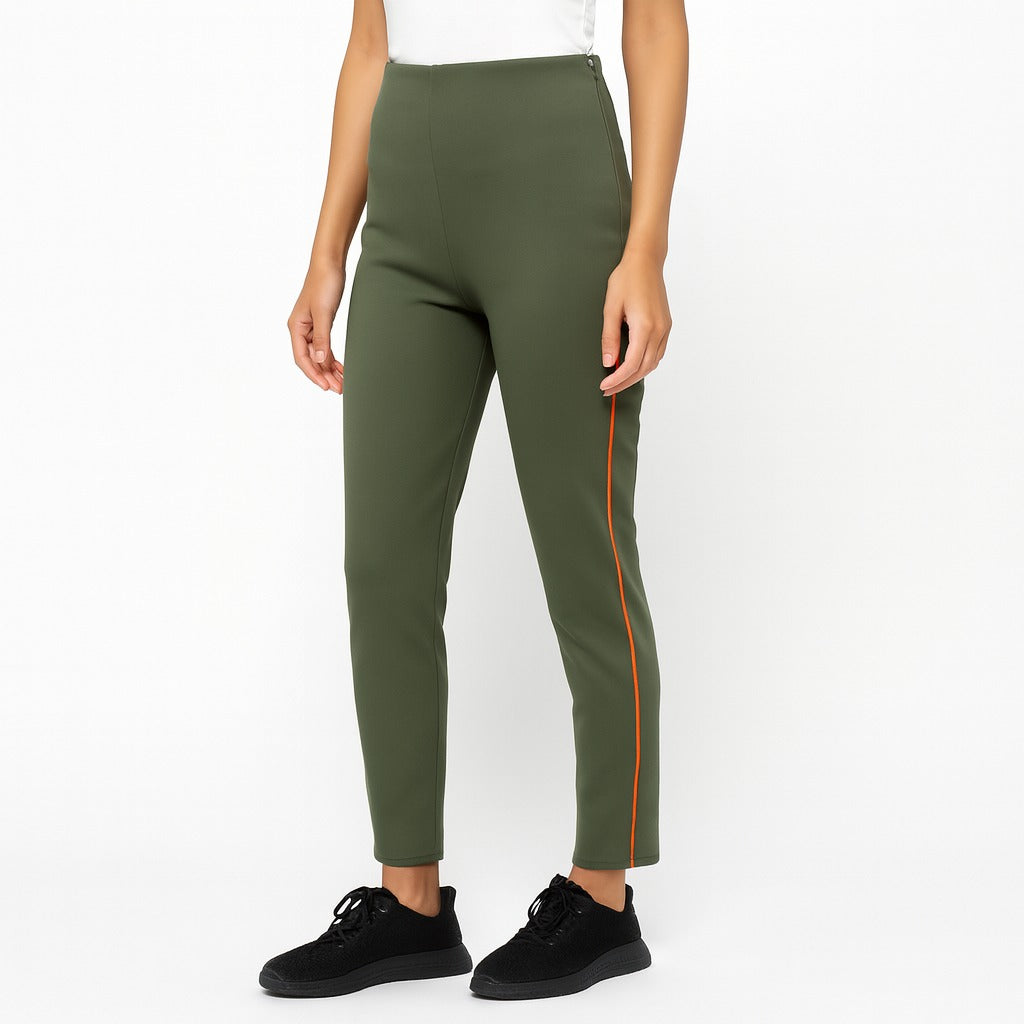 Ladies olive side stripe