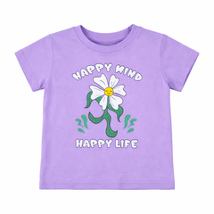 Girls purple happy mind happy life flower shirt (Last Chance)