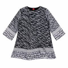 Girls gray and white pattern chiffon top