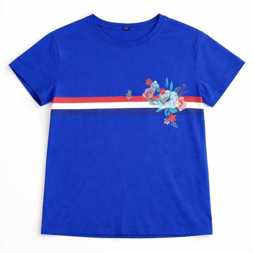 Ladies blue flower print T-Shirt (Last Chance) (Womens)