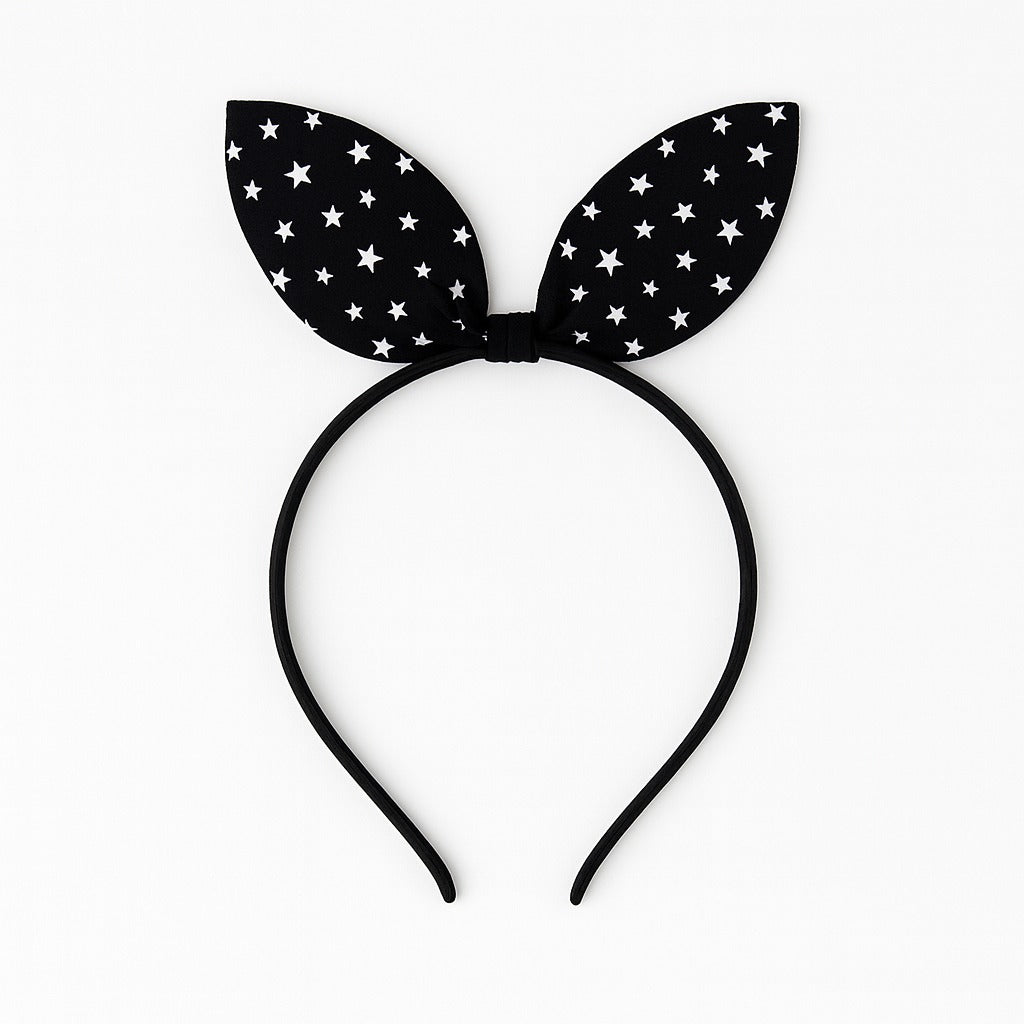 Girls black star bow hair band