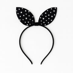 Girls black star bow hair band