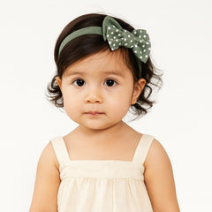 Green Polka dots bow band