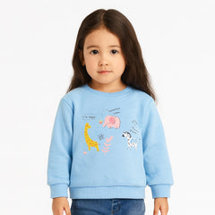 Girls blue giraffe sweatshirt (Last Chance)