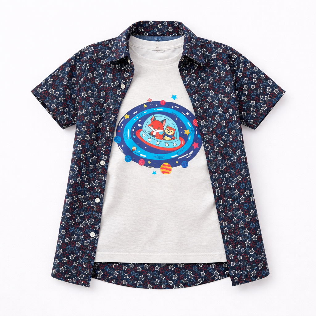 Boys Starry Space Double Shirt
