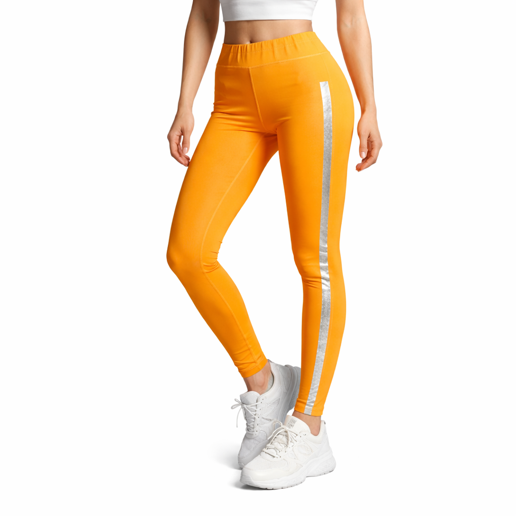 Girls orange side stripe tights (Last Chance)