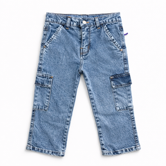 Boys Ice Blue Pocket Denim baggey Pant