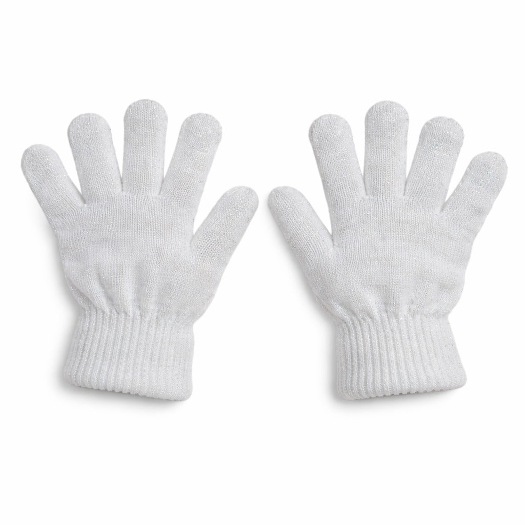 Girls white glitter gloves