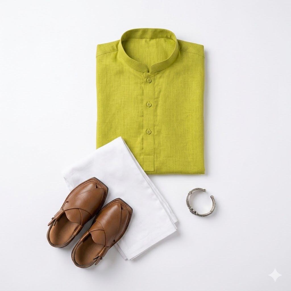 BOYS Lime Green Plain shalwar kameez