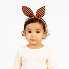 Girls orange and black lining bow hair band